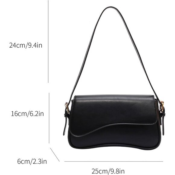 Shoulder Bag for women Y2K Crossbody Vegan Leather Purse Straps Retro Clutch Hob - Picture 2 of 6